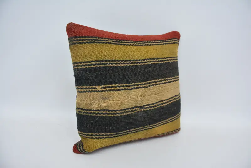 Turkish Rugs Pillow Sham, Kilim Cushion Sham, Knitted Cushion Case, Pillow Sham, Home Decor Pillow, Kilim Pillow Cover, 14x14 Yellow Cushion - 3