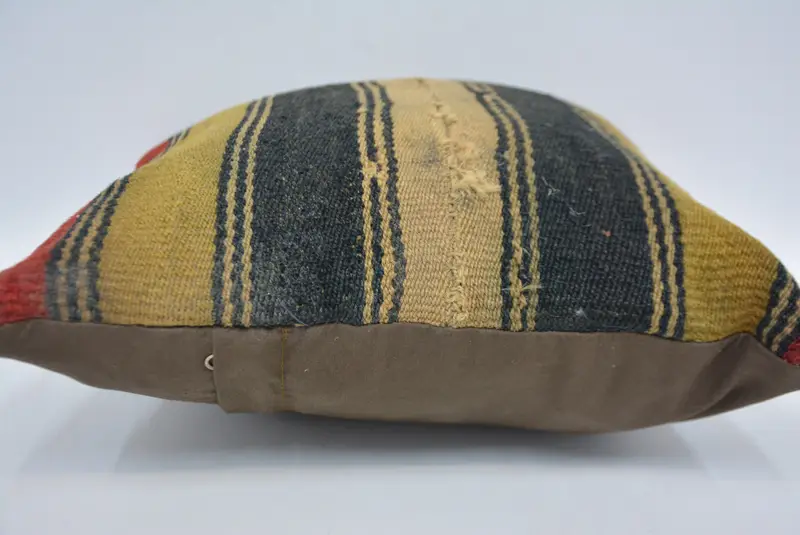 Turkish Rugs Pillow Sham, Kilim Cushion Sham, Knitted Cushion Case, Pillow Sham, Home Decor Pillow, Kilim Pillow Cover, 14x14 Yellow Cushion - 5