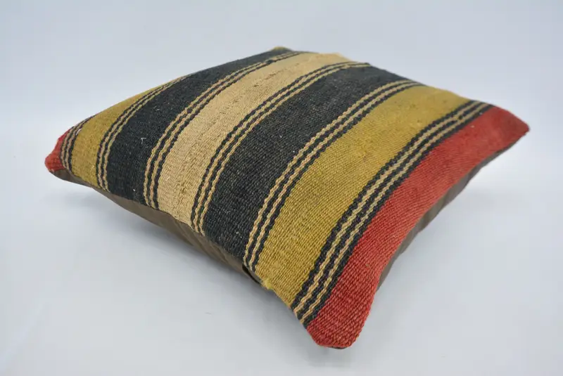 Turkish Rugs Pillow Sham, Kilim Cushion Sham, Knitted Cushion Case, Pillow Sham, Home Decor Pillow, Kilim Pillow Cover, 14x14 Yellow Cushion - 6