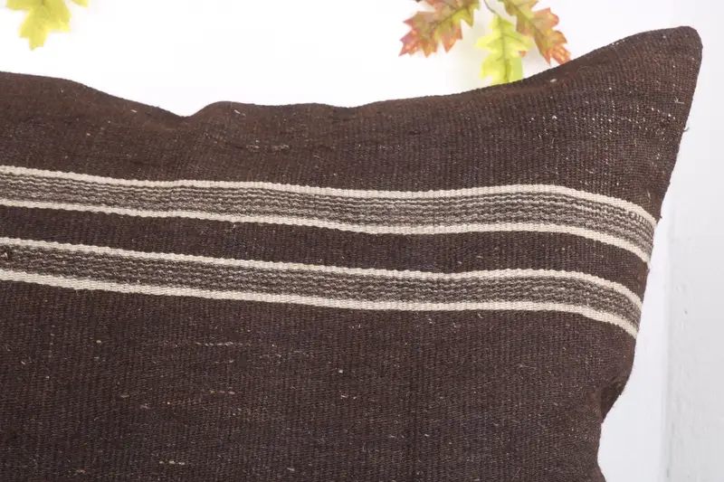Square Throw Pillow Sham, Antique Pillows, Boho Pillow Sham Cover, Turkish Kilim Pillow, 32x32 Brown Cushion Cover, Cotton Cushion, Pillow Cover - 5