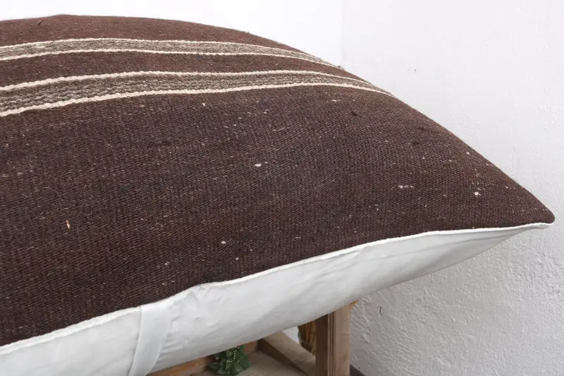 Square Throw Pillow Sham, Antique Pillows, Boho Pillow Sham Cover, Turkish Kilim Pillow, 32x32 Brown Cushion Cover, Cotton Cushion, Pillow Cover - 6