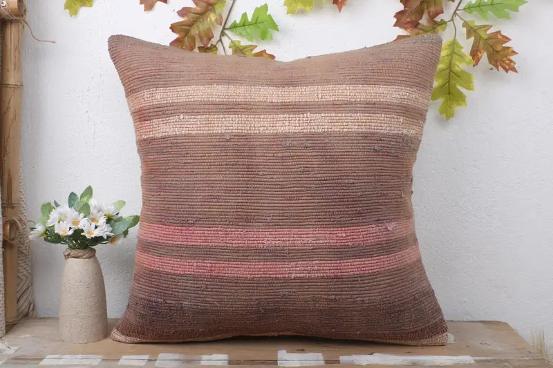 Gift Pillow, Sofa Bolster Cushion, Antique Pillows, Ethnical Kilim Rug Pillow, Pillow Case, 20x20 Brown Pillow Case, Christmas Pillow Sham - 2