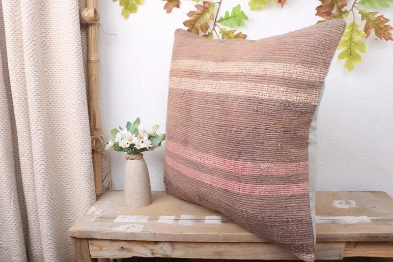 Gift Pillow, Sofa Bolster Cushion, Antique Pillows, Ethnical Kilim Rug Pillow, Pillow Case, 20x20 Brown Pillow Case, Christmas Pillow Sham - 4