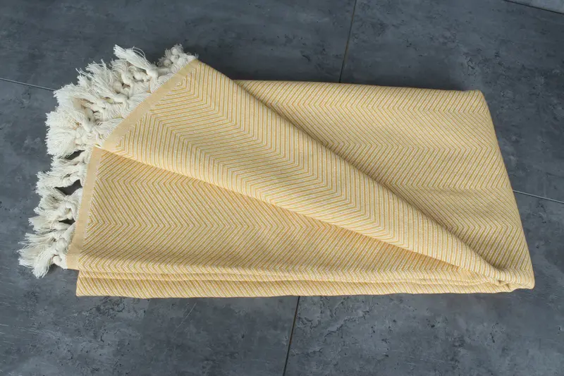 Throw Blanket Couch, 84x68 Cotton Zig zag Towel, First Wedding Anniversary Gift, Decorative Blanket, Personalized Gift For Him, Personalized Blanket - 3