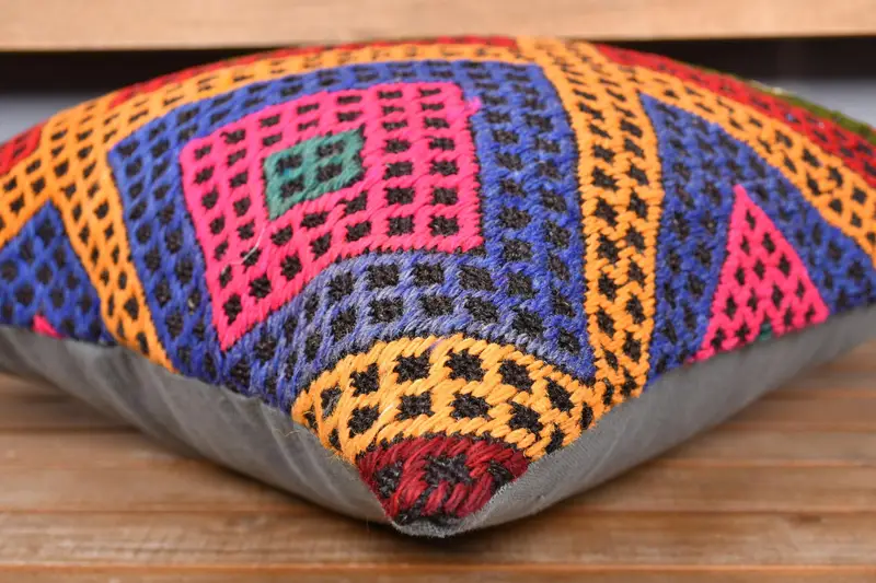 Vintage Pillow, Kilim Pillow Cover, 20x20 Blue Pillow Cover, Retro Throw Pillow Case, Cushion Cover, Kilim Cushion Sham - 3