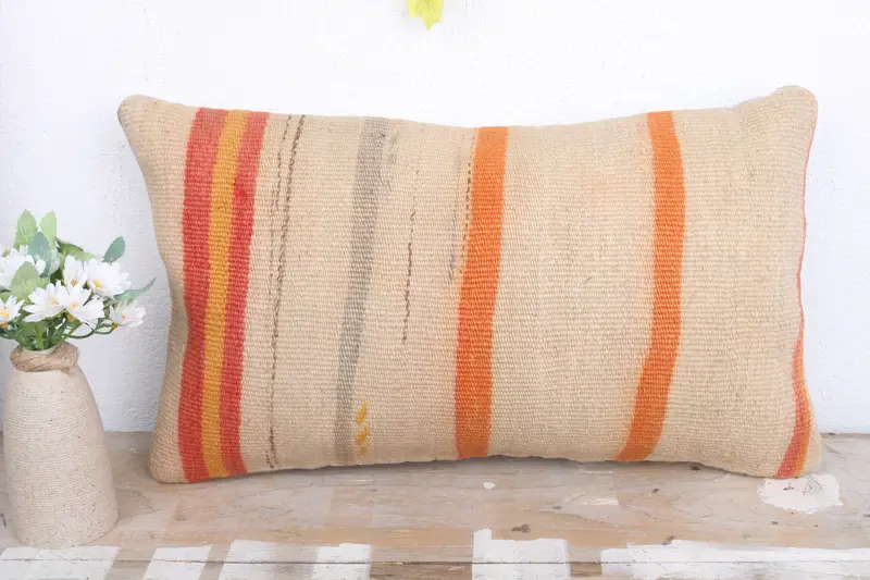 Wholesale Pillow Cover, Throw Kilim Pillow, Kilim Pillow, Kilim Pillow Cover, Cushion Cover, Authentic Cushion Cover, 12x20 Beige Cushion Case - 2