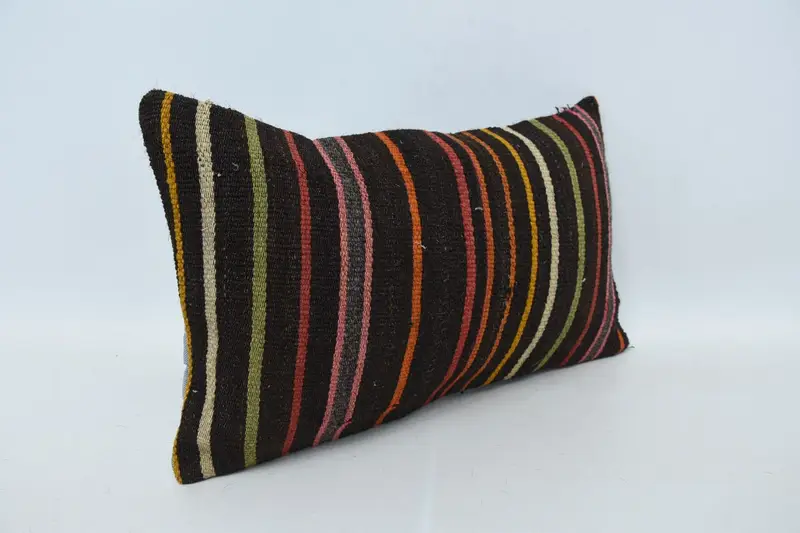 Handwoven Pillow Cover Pillow Case, 12x20 Brown Cushion, Turkish Kilim Pillow, Pillow Cover, Antique Pillows, Turkish Pillow - 3