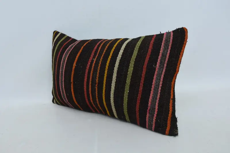 Handwoven Pillow Cover Pillow Case, 12x20 Brown Cushion, Turkish Kilim Pillow, Pillow Cover, Antique Pillows, Turkish Pillow - 4