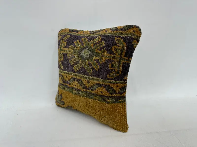 Outdoor Pillow Case, Antique Pillows, Boho Pillow Sham Cover, Crochet Pattern Pillow, 12x12 Blue Pillow, Kilim Pillow, Knitted Cushion, Cushion - 5