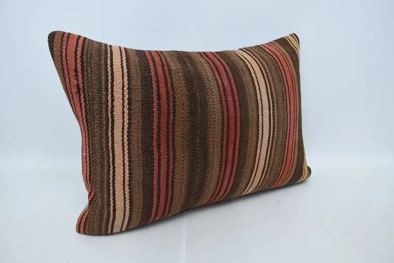 Vintage Pillow, Couch Cushion Case, Pillow for Sofa, Ethnical Kilim Rug Pillow, Pillow Cover, 20x28 Brown Pillow, Yoga Cushion Cover - 3