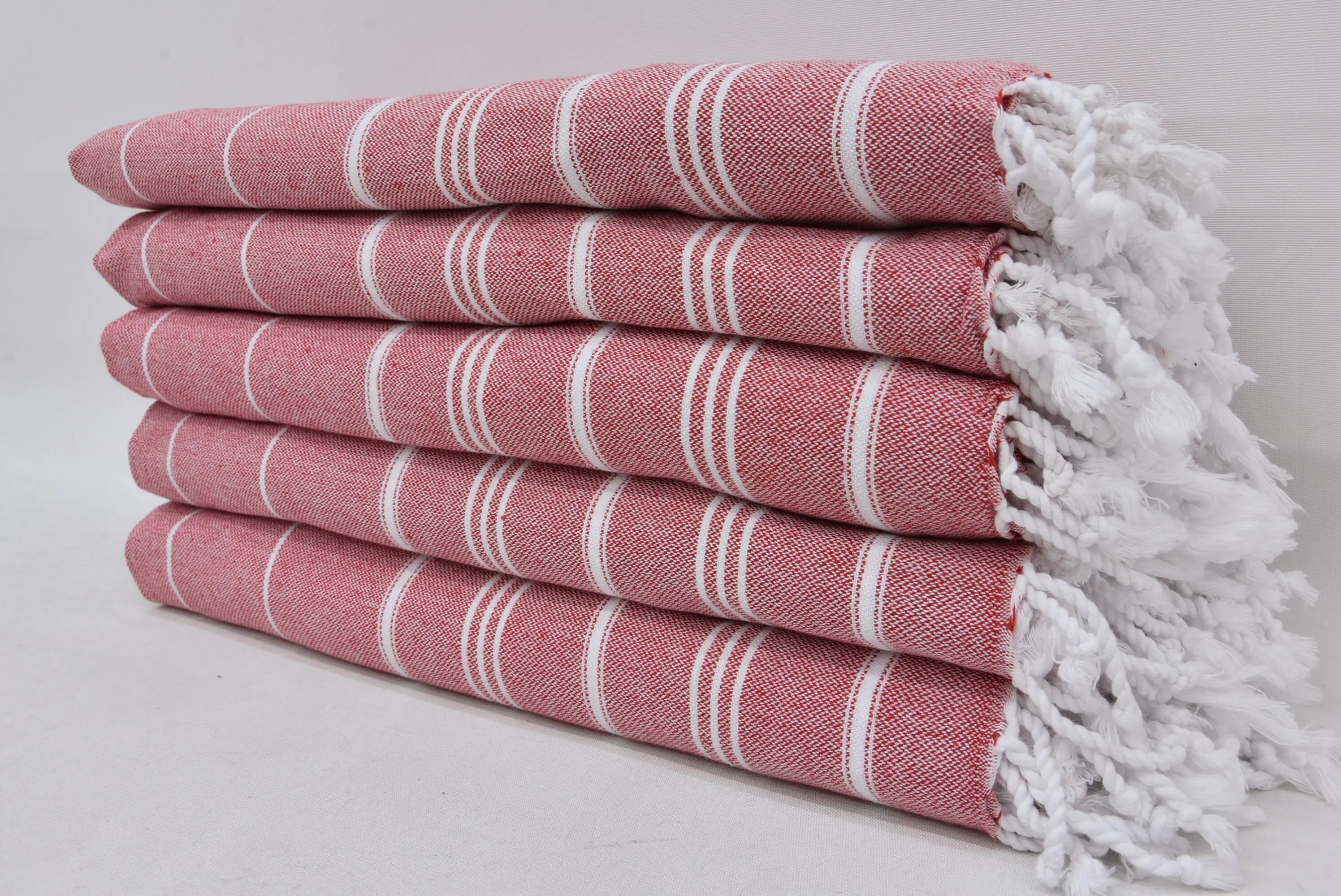 Turkish Hand Towel Red Striped Organic Cotton, 24x36 Inches - 1