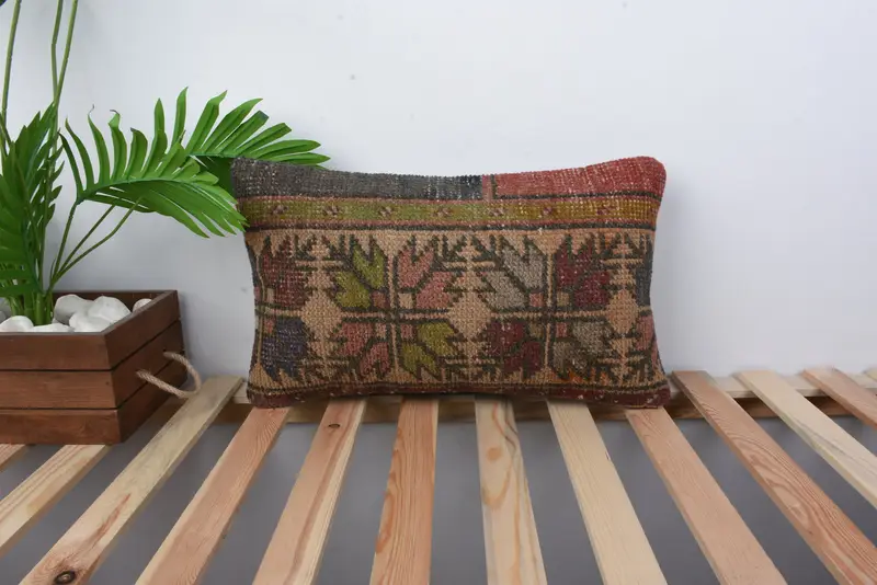 12x20 Beige Cushion Case, Kilim Pillow Cover, Designer Throw Cushion Cover, Vintage Kilim Throw Pillow, Cushion Cover, Ethnical Kilim Rug Pillow - 1