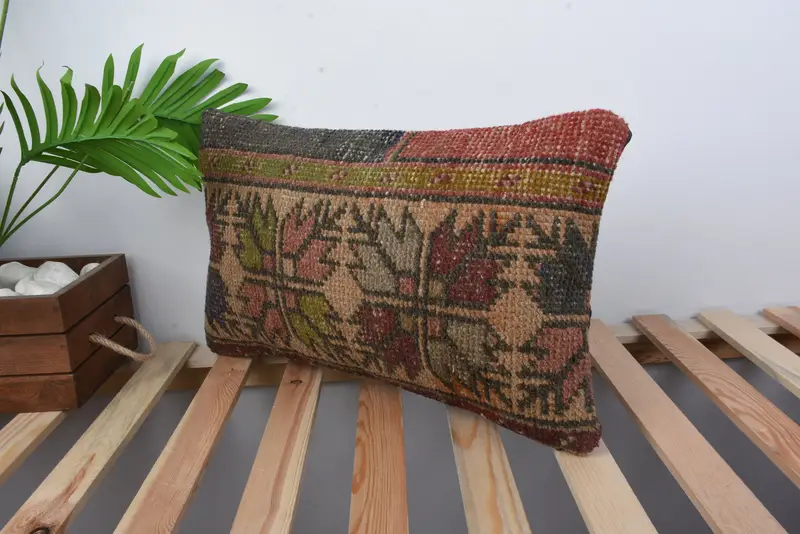 12x20 Beige Cushion Case, Kilim Pillow Cover, Designer Throw Cushion Cover, Vintage Kilim Throw Pillow, Cushion Cover, Ethnical Kilim Rug Pillow - 5
