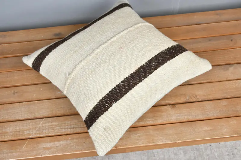 Vintage Kilim Pillow, 16x16 White Pillow Case, Nautical Throw Cushion, Cushion, Vintage Kilim Throw Pillow, Handmade Kilim Cushion - 2