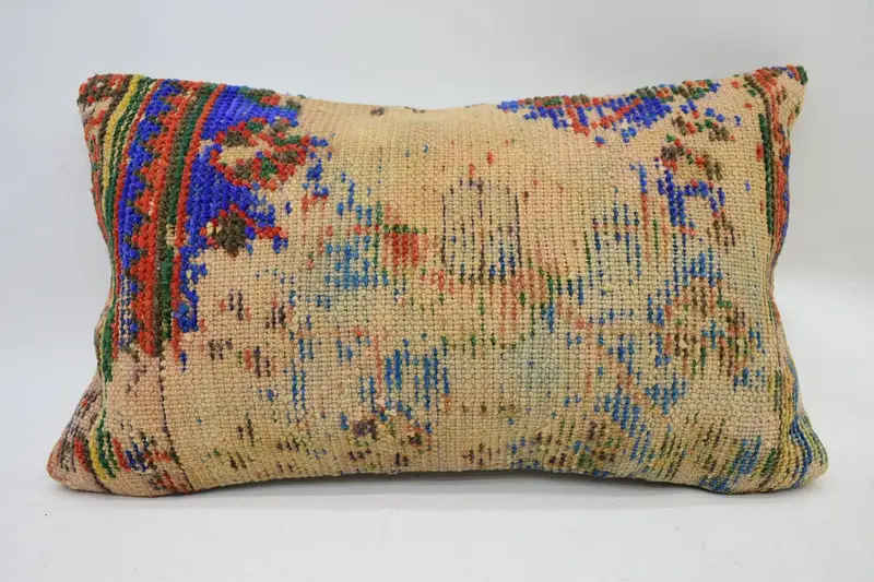 Pillow Case, Handmade Kilim Cushion, Sofa Pillow Cover, Boho Pillow Sham Cover, Wholesale Pillow, 12x20 Beige Pillow Case, Interior Designer Pillow - 1