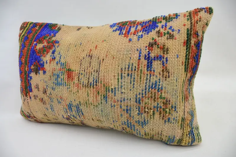 Pillow Case, Handmade Kilim Cushion, Sofa Pillow Cover, Boho Pillow Sham Cover, Wholesale Pillow, 12x20 Beige Pillow Case, Interior Designer Pillow - 3