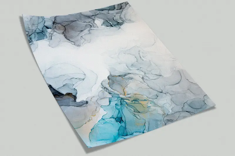 Blue Wall Decor, Bright Wall Paper, , Wall Paper Peel and Stick, Custom Wall Paper, Blue Marble Wall Painting, Gray Marble Wall Paper, - 4