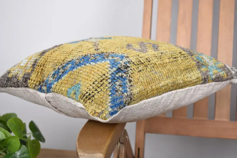 Pillow for Sofa, 14x14 Yellow Pillow Case, Interior Designer Pillow, Outdoor Patio Cushion, Cotton Cushion Case, Pillow, Boho Pillow Sham Cover - 6