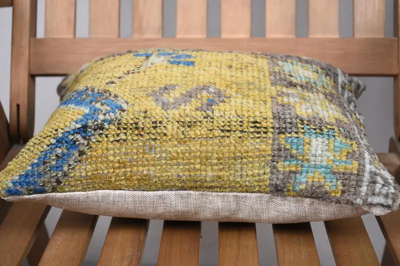 Pillow for Sofa, 14x14 Yellow Pillow Case, Interior Designer Pillow, Outdoor Patio Cushion, Cotton Cushion Case, Pillow, Boho Pillow Sham Cover - 5