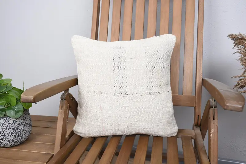 Pillow Sham, 16x16 Beige Cushion Case, Home Decor Pillow, Kilim Pillow Cover, Bed Pillow Case, Pillow for Couch, Christmas Pillow Case - 1