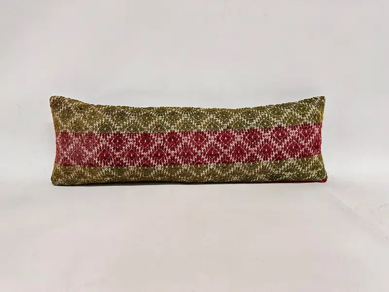 Pillow Cover, Decorative Throw Pillow Case, 12x36 Red Pillow Cover, Handmade Pillow, Gift Pillow, Vintage Pillow, Pillow for Sofa - 1
