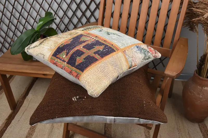 Kilim Pillow, Pillow for Sofa, Handmade Kilim Cushion, Nautical Throw Pillow Sham, Wholesale Cushion Cover, 16x16 Blue Cushion, Pillow - 4