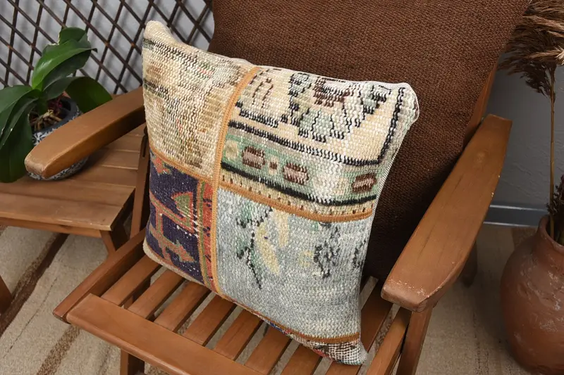 Kilim Pillow, Pillow for Sofa, Handmade Kilim Cushion, Nautical Throw Pillow Sham, Wholesale Cushion Cover, 16x16 Blue Cushion, Pillow - 5