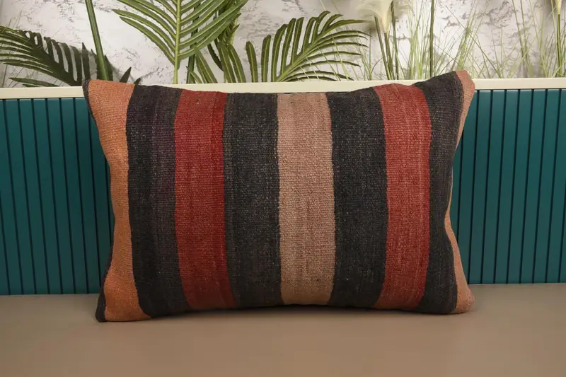Throw Red Pillow Cover, Striped 16x24 inch Gift Pillow Sham - 1