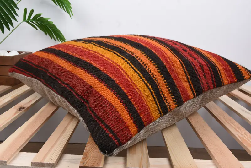 Interior Designer Pillow, Vintage Pillow, Turkish Bench Pillow Case, 24x24 Red Cushion, Turkish Kilim Pillow, Pillow Case, Vintage Pillow Case - 6