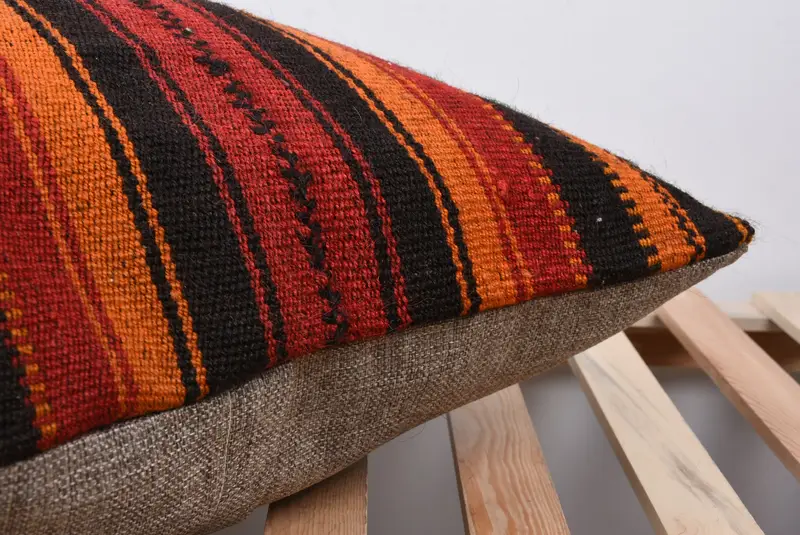 Interior Designer Pillow, Vintage Pillow, Turkish Bench Pillow Case, 24x24 Red Cushion, Turkish Kilim Pillow, Pillow Case, Vintage Pillow Case - 7