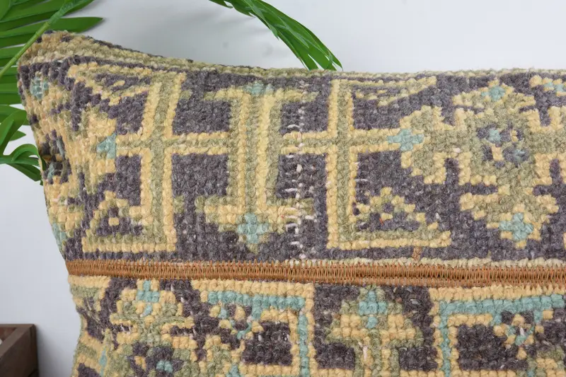 Handmade Kilim Cushion, Square Throw Pillow Case, Vintage Kilim Pillow, 16x36 Blue Cushion, Cushion Cover, Ethnical Kilim Rug Pillow - 2