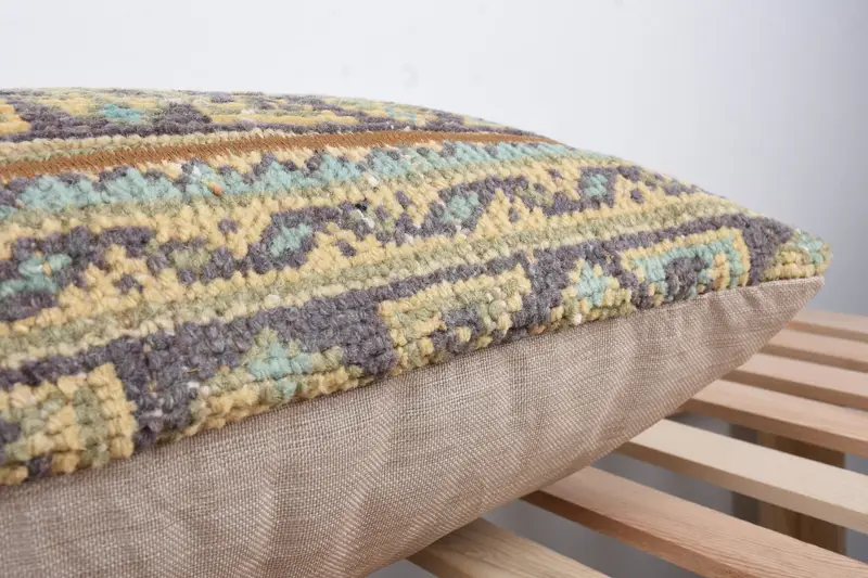 Handmade Kilim Cushion, Square Throw Pillow Case, Vintage Kilim Pillow, 16x36 Blue Cushion, Cushion Cover, Ethnical Kilim Rug Pillow - 7