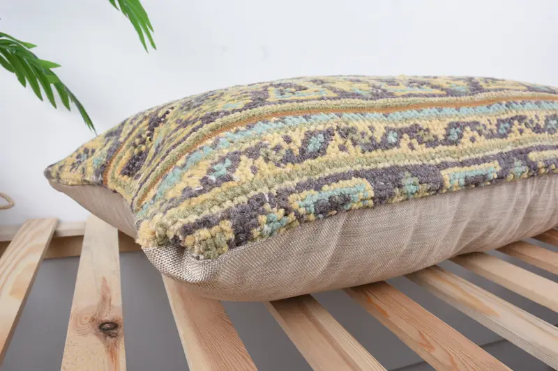 Handmade Kilim Cushion, Square Throw Pillow Case, Vintage Kilim Pillow, 16x36 Blue Cushion, Cushion Cover, Ethnical Kilim Rug Pillow - 6