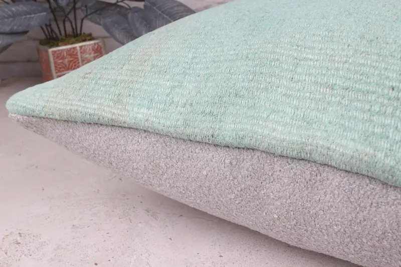 Nomadic Pillow Sham, Turkish Pillow, Wool Kilim Pillow Pillow Sham, 20x20 Green Cushion Case, Cushion Case, Antique Pillows, Kilim Cushion Sham - 8