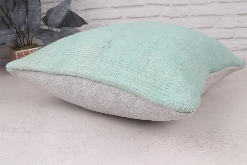 Nomadic Pillow Sham, Turkish Pillow, Wool Kilim Pillow Pillow Sham, 20x20 Green Cushion Case, Cushion Case, Antique Pillows, Kilim Cushion Sham - 7