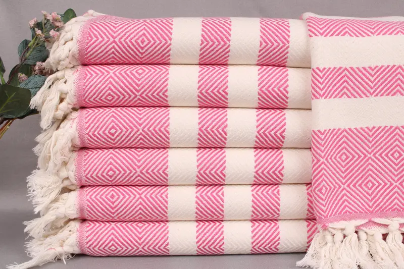 Personalized Pink Diamond Hand Towel, Beige, Turkish Cotton, 20x32 Inches