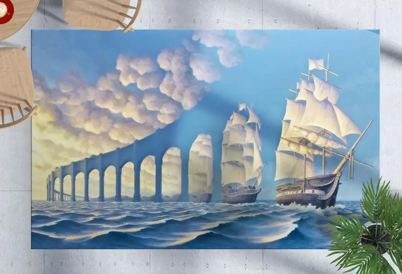 抽象的な海プリントラグ: モダンでエレガント、超現実的なデザイン