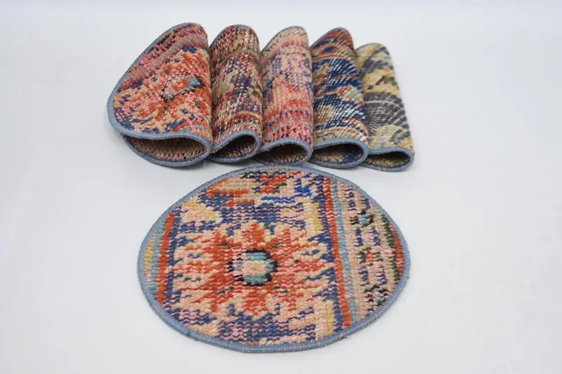 Bohemian Circle Placemats, Green & Beige Cotton Wool Decor