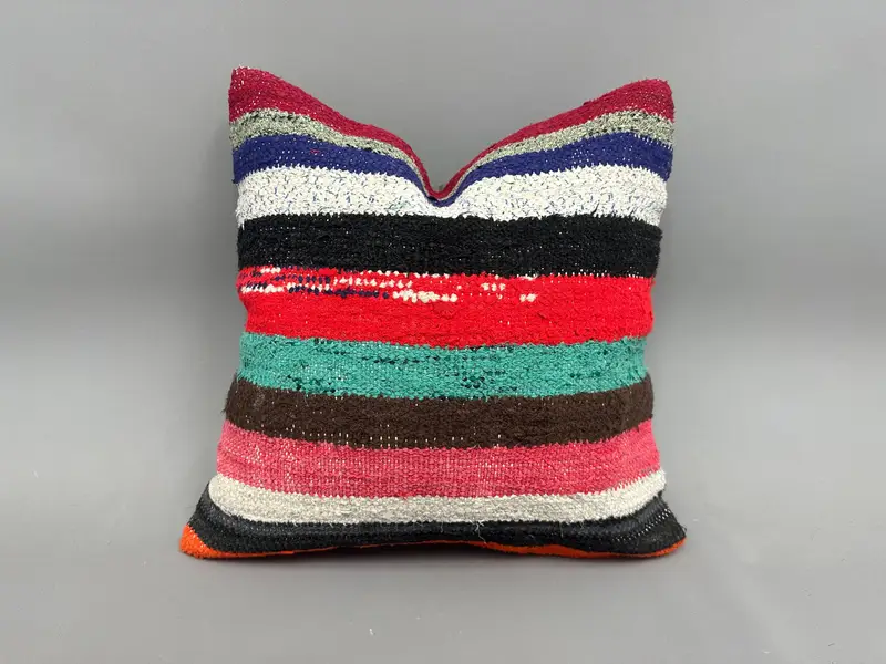 Kilim Pillow Cover, Garden Pillow Case, 18x18 Red Pillow Case, Pillow for Couch, Cushion, Ethnic Pillow Cover Pillow Sham, Pillow for Sofa - 1