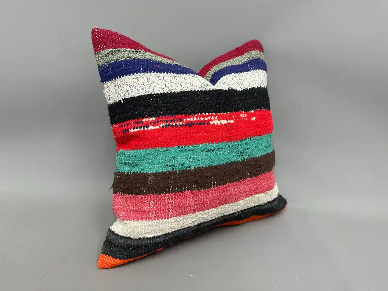 Kilim Pillow Cover, Garden Pillow Case, 18x18 Red Pillow Case, Pillow for Couch, Cushion, Ethnic Pillow Cover Pillow Sham, Pillow for Sofa - 2