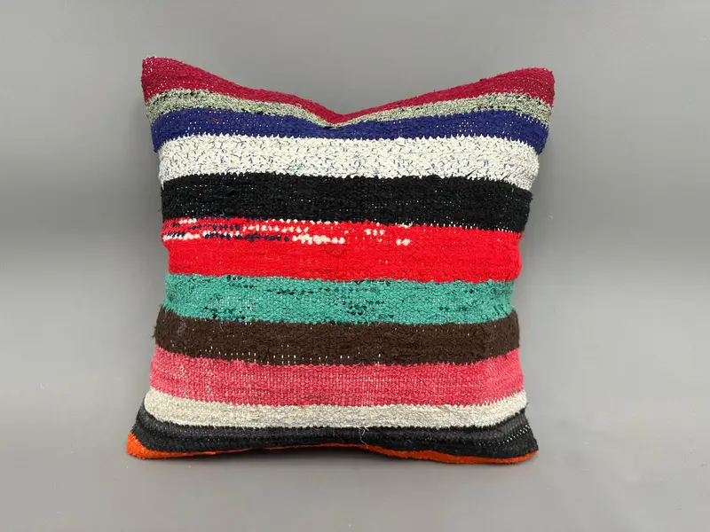 Kilim Pillow Cover, Garden Pillow Case, 18x18 Red Pillow Case, Pillow for Couch, Cushion, Ethnic Pillow Cover Pillow Sham, Pillow for Sofa - 4