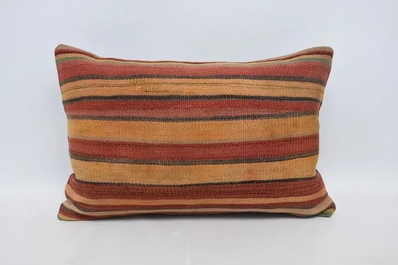 Hippie Throw Cushion, 16x24 Red Pillow Cover, Cushion Cover, Vintage Kilim Pillow, Boho Pillow, Living Room Throw Pillow Sham, Turkish Pillow - 1