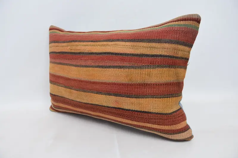 Hippie Throw Cushion, 16x24 Red Pillow Cover, Cushion Cover, Vintage Kilim Pillow, Boho Pillow, Living Room Throw Pillow Sham, Turkish Pillow - 4