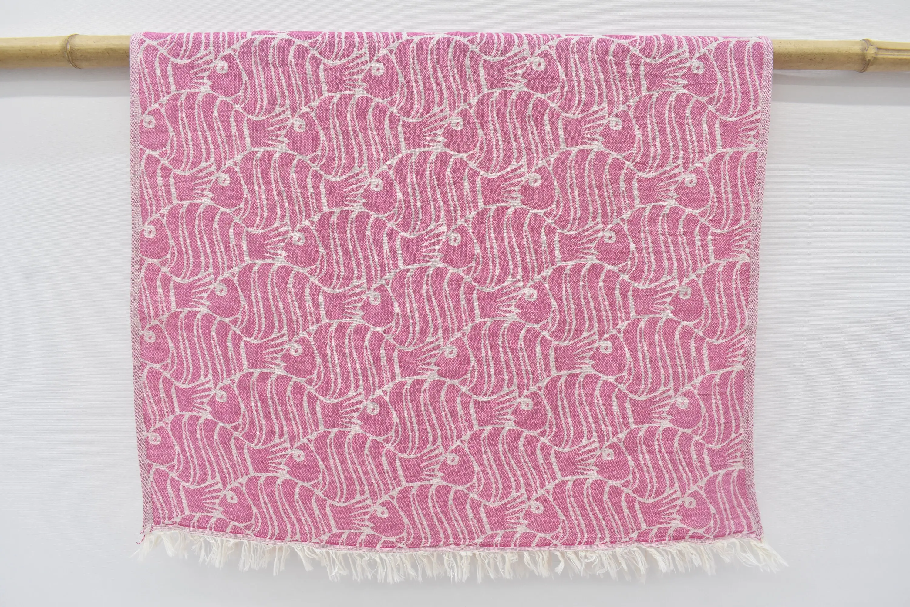 Personalized Fuchsia Fish Design Hand Towel, Organic Cotton, 40x24 Inches - 1
