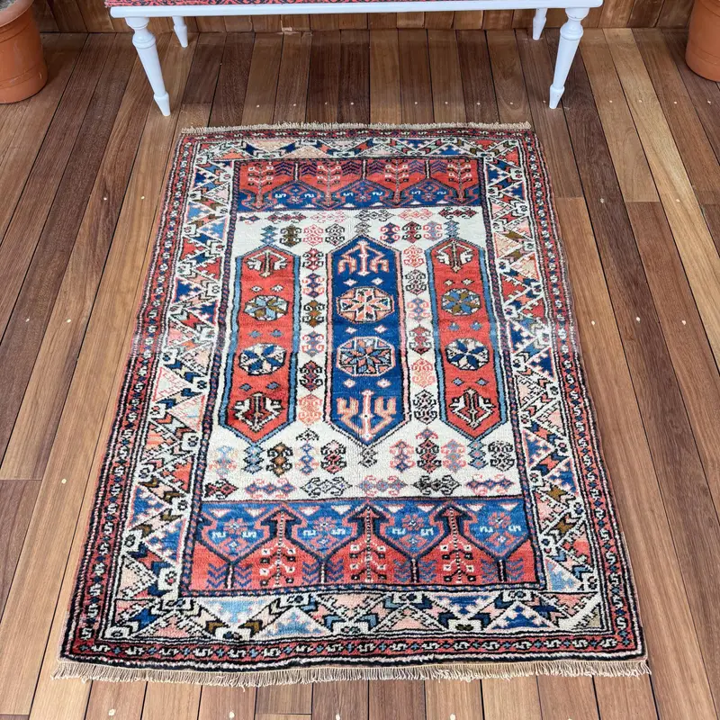3,2x4,6 ft türkischer Teppich, Oushak Teppich, rote Tarnteppichwolle - 1