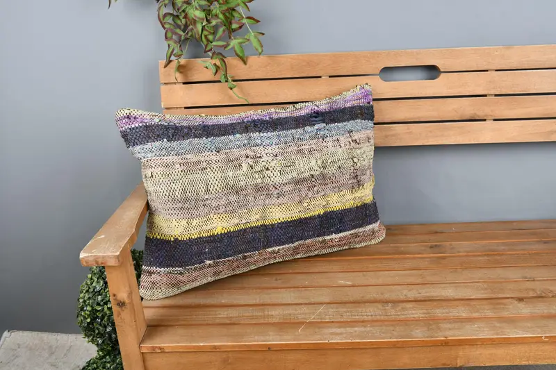 Throw Kilim Pillow, Farmhouse Pillow Cover, Sustainable Cushion, Pillow Sham, Vintage Pillow, Gift Pillow, 16x24 Beige Pillow Case - 1
