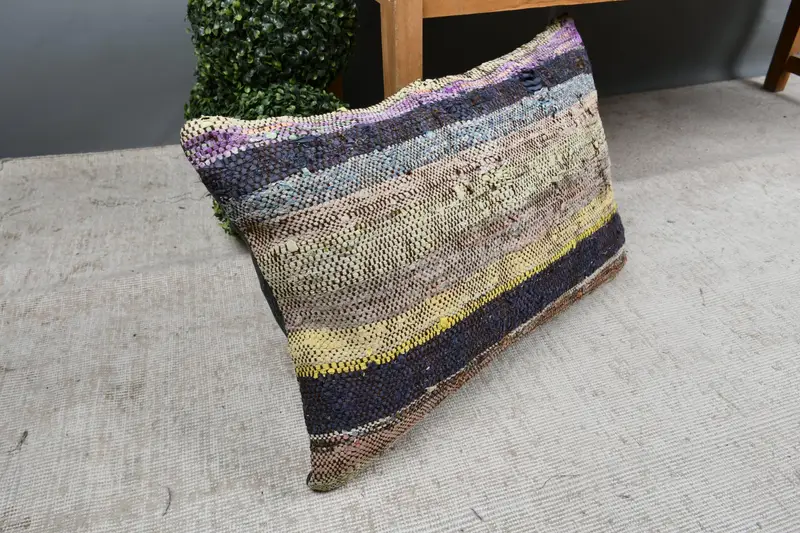 Throw Kilim Pillow, Farmhouse Pillow Cover, Sustainable Cushion, Pillow Sham, Vintage Pillow, Gift Pillow, 16x24 Beige Pillow Case - 7