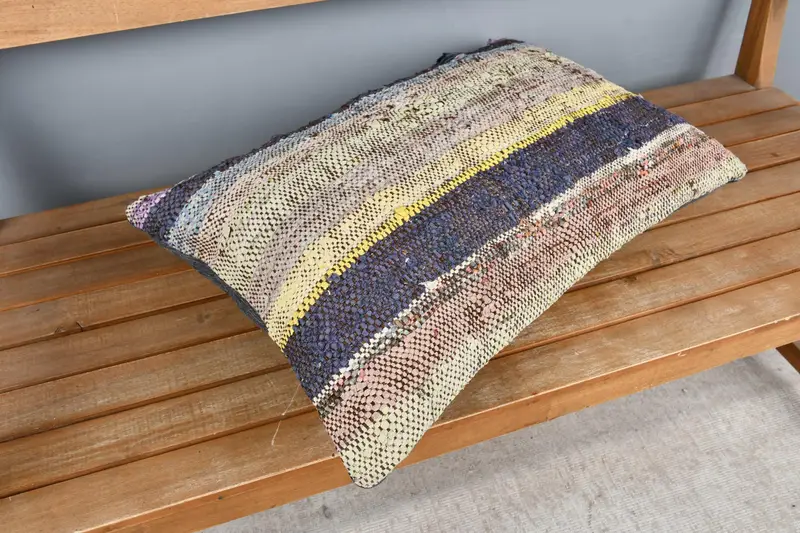 Throw Kilim Pillow, Farmhouse Pillow Cover, Sustainable Cushion, Pillow Sham, Vintage Pillow, Gift Pillow, 16x24 Beige Pillow Case - 2