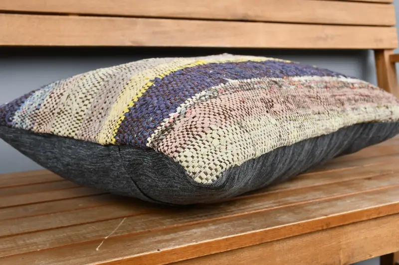 Throw Kilim Pillow, Farmhouse Pillow Cover, Sustainable Cushion, Pillow Sham, Vintage Pillow, Gift Pillow, 16x24 Beige Pillow Case - 3