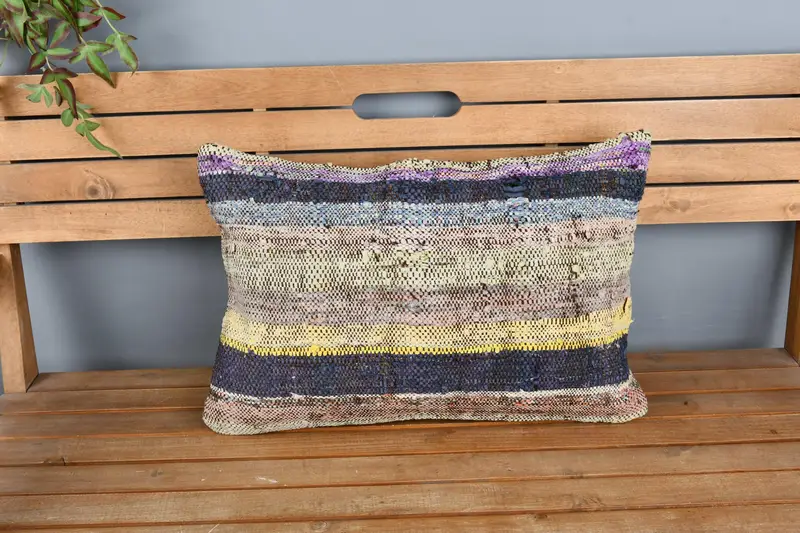 Throw Kilim Pillow, Farmhouse Pillow Cover, Sustainable Cushion, Pillow Sham, Vintage Pillow, Gift Pillow, 16x24 Beige Pillow Case - 6